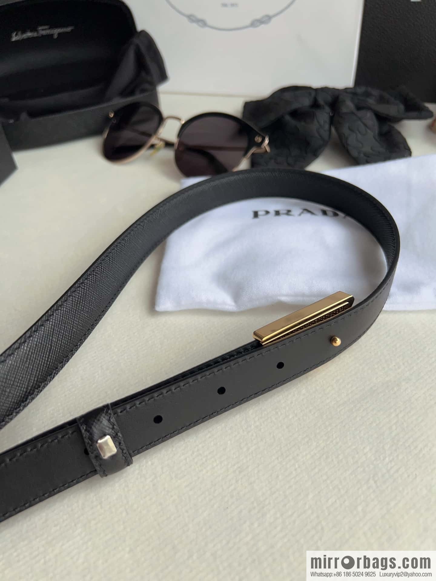 PRADA, metal buckle iconic triangular logo belt 2.0CM