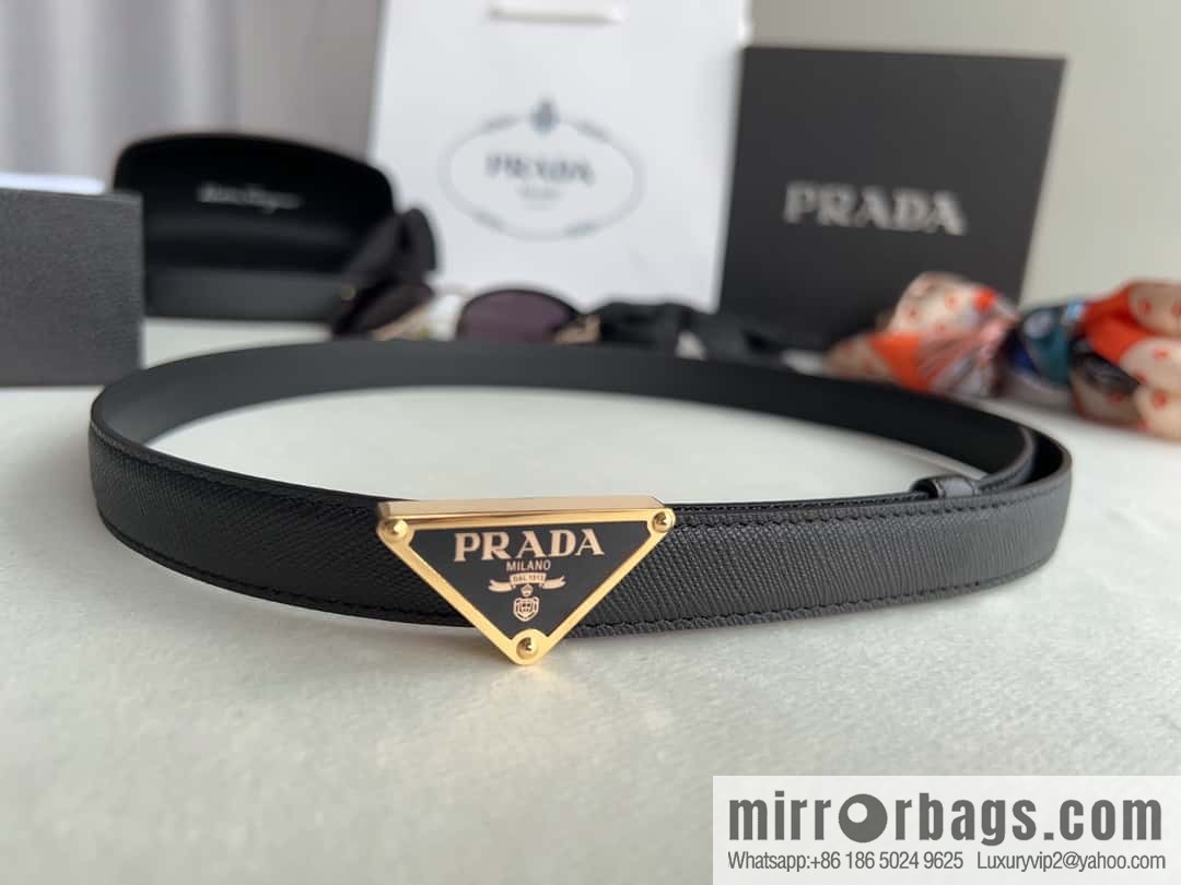 PRADA, metal buckle iconic triangular logo belt 2.0CM