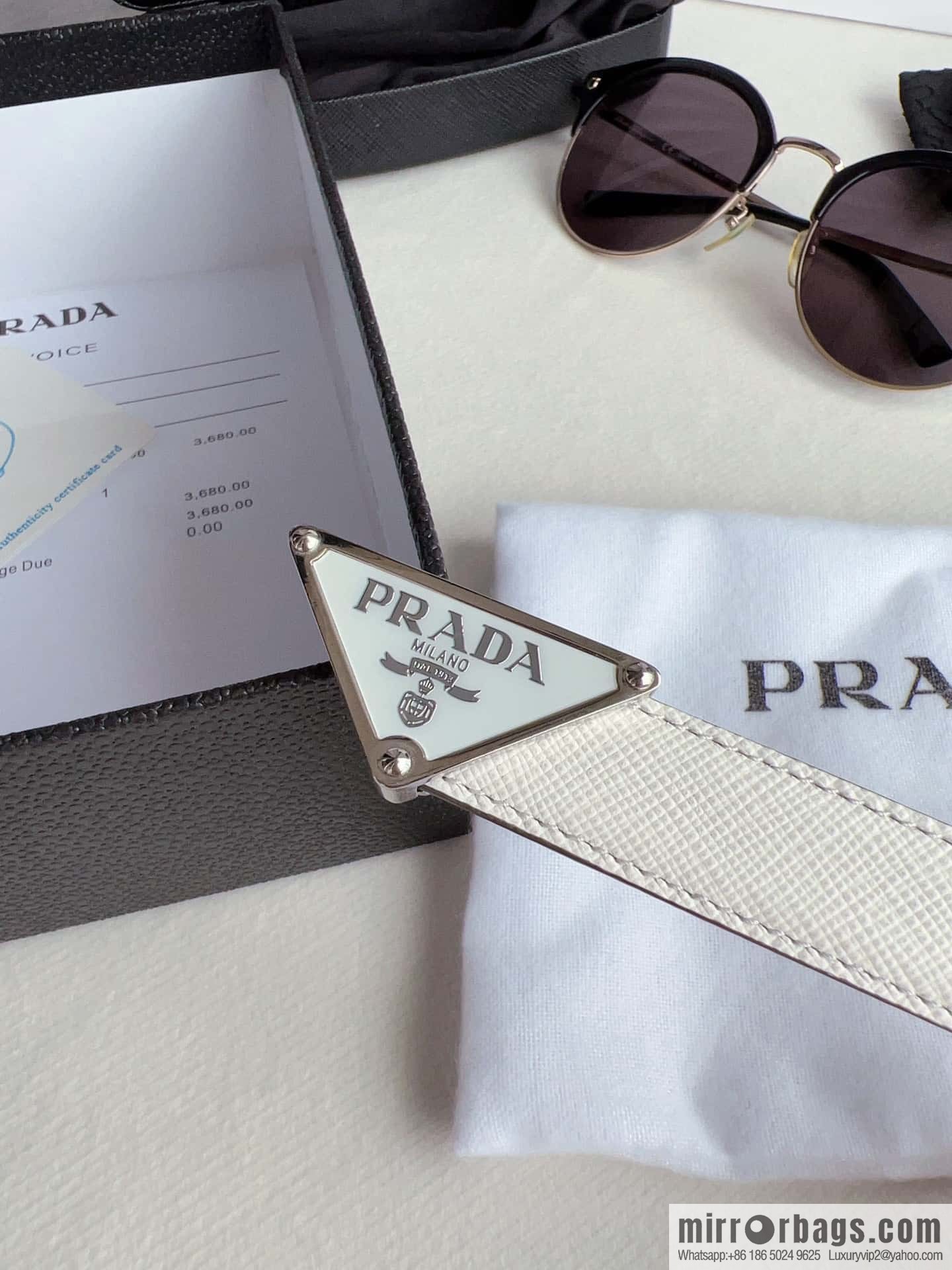 PRADA, metal buckle iconic triangular logo belt 2.0CM