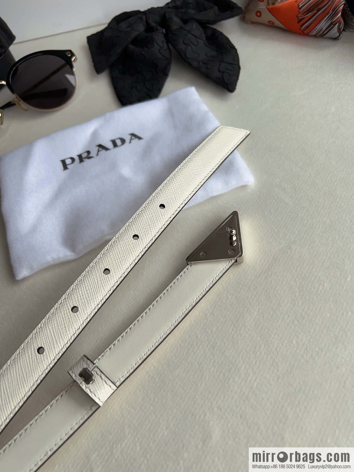 PRADA, metal buckle iconic triangular logo belt 2.0CM