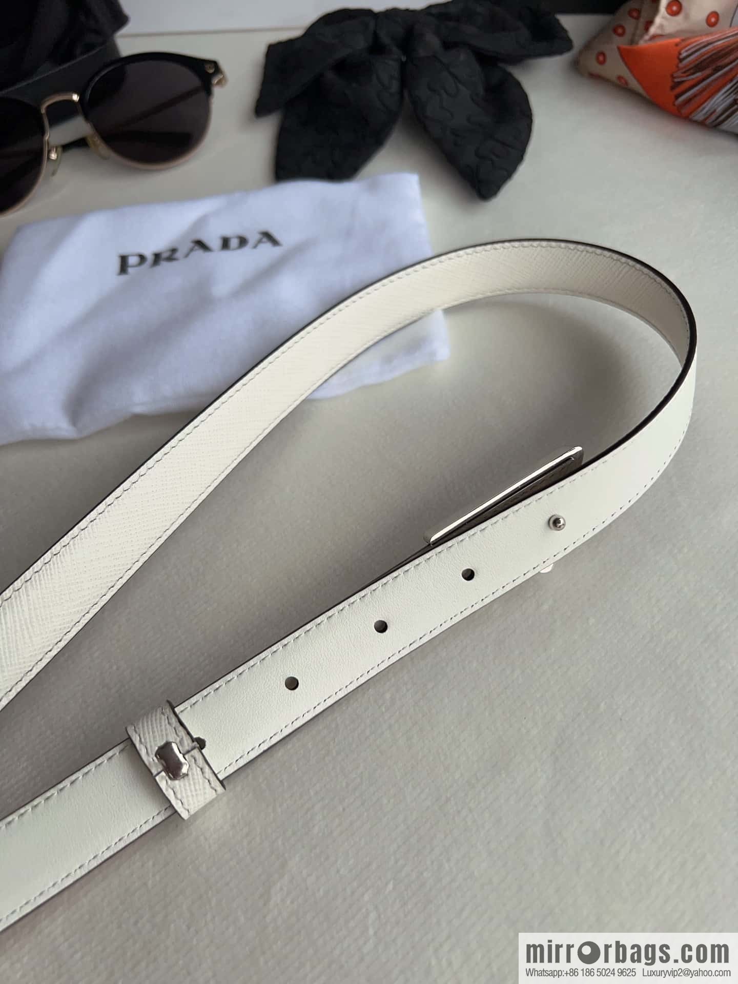 PRADA, metal buckle iconic triangular logo belt 2.0CM