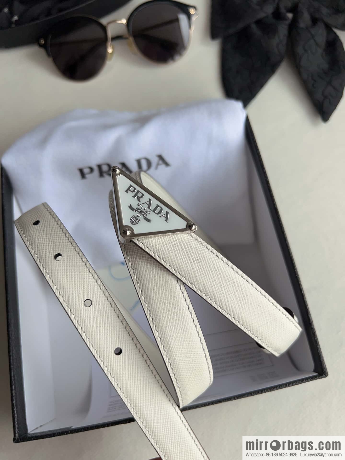 PRADA, metal buckle iconic triangular logo belt 2.0CM