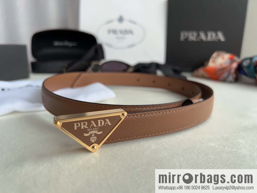 PRADA, metal buckle iconic triangular logo belt 2.0CM