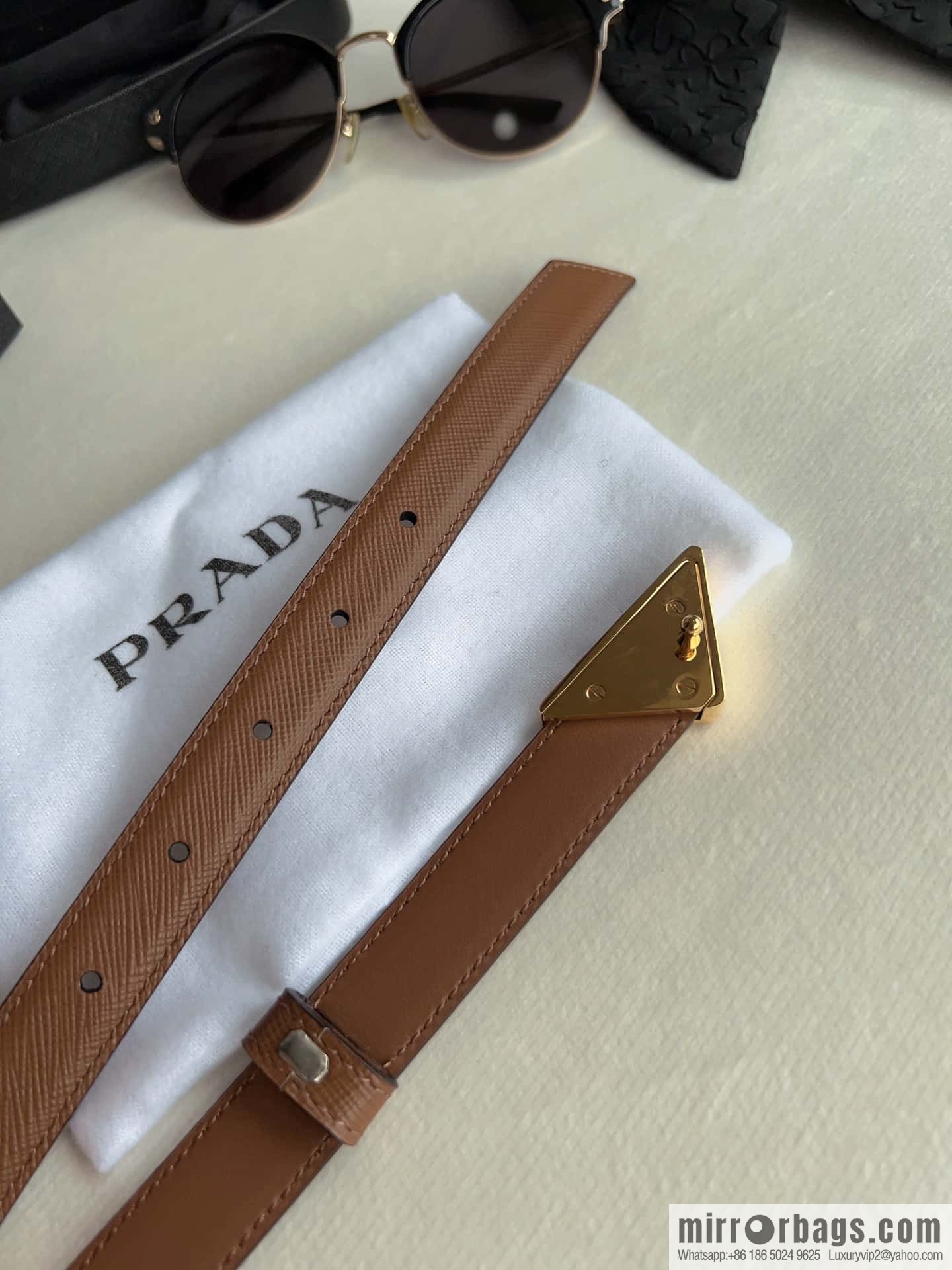 PRADA, metal buckle iconic triangular logo belt 2.0CM