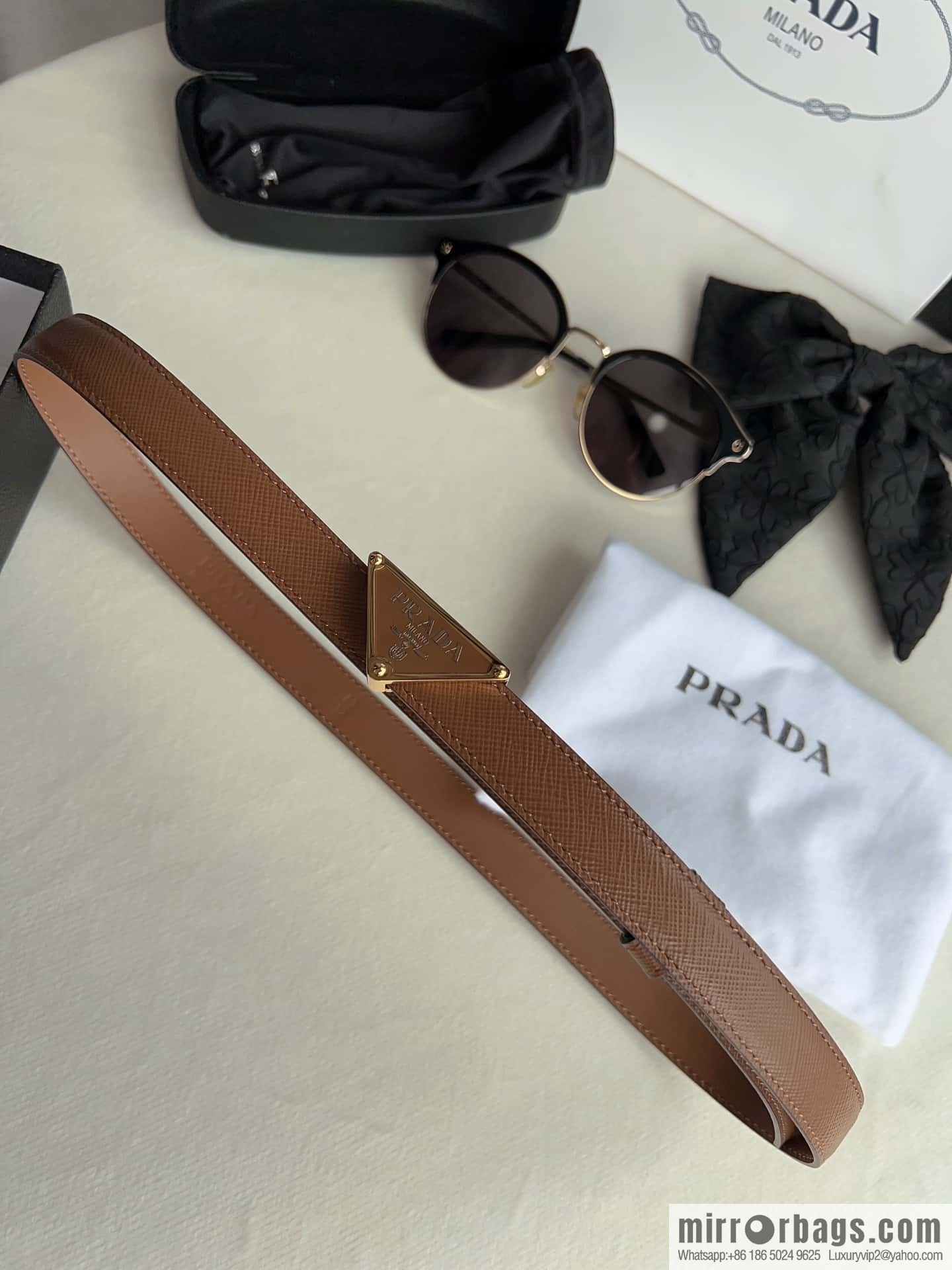 PRADA, metal buckle iconic triangular logo belt 2.0CM