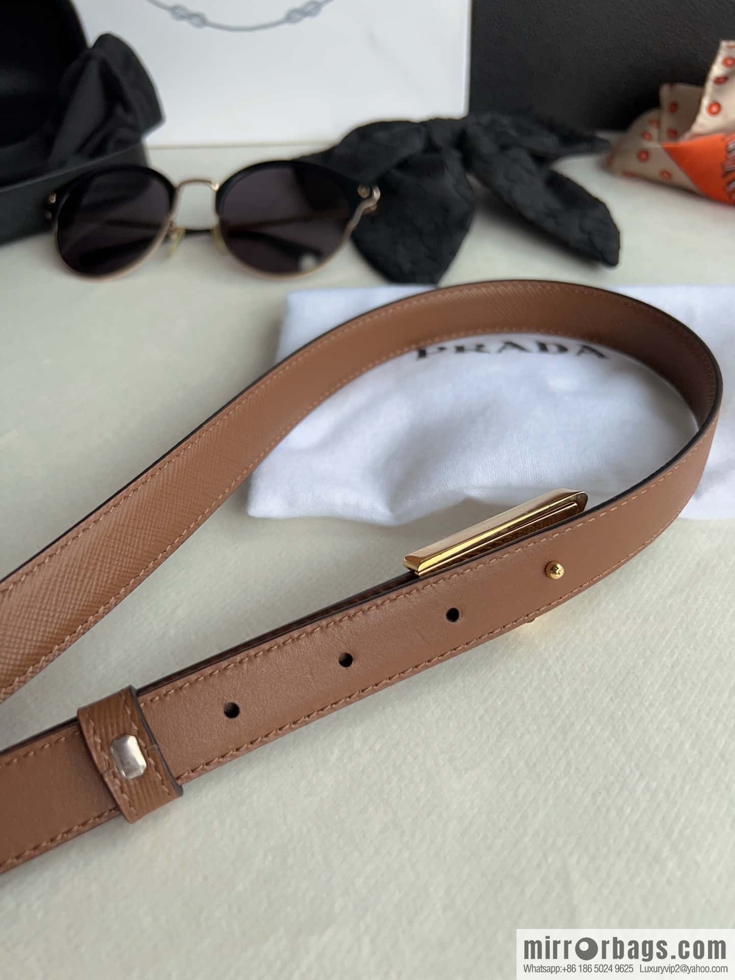 PRADA, metal buckle iconic triangular logo belt 2.0CM