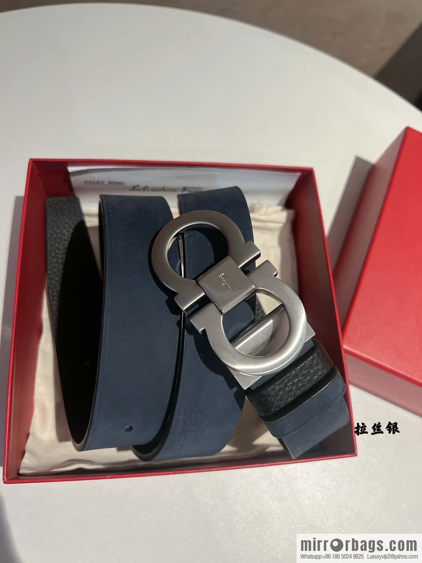 Ferragamo Ferragamo, imported suede and lychee double-sided adjustable belt 3.5cm