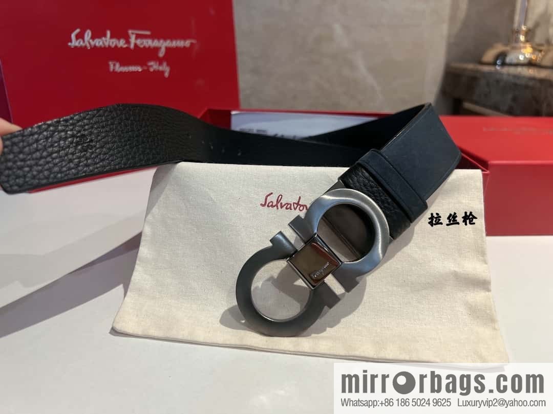Ferragamo Ferragamo, imported suede and lychee double-sided adjustable belt 3.5cm
