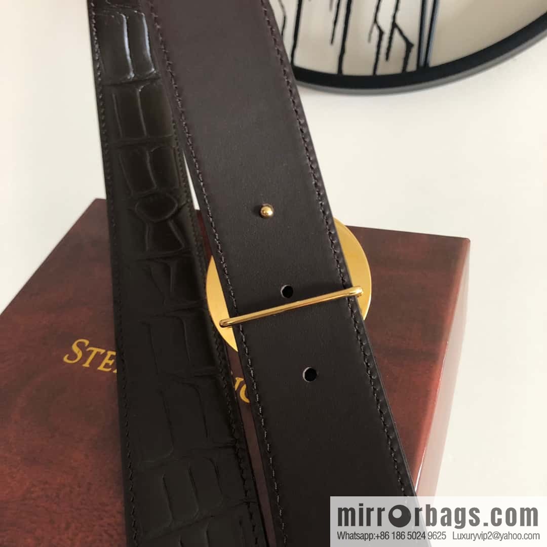 Stefano Ricci Stephen, Leopard Head Diamond Metal Buckle Crocodile Belt 3.8cm