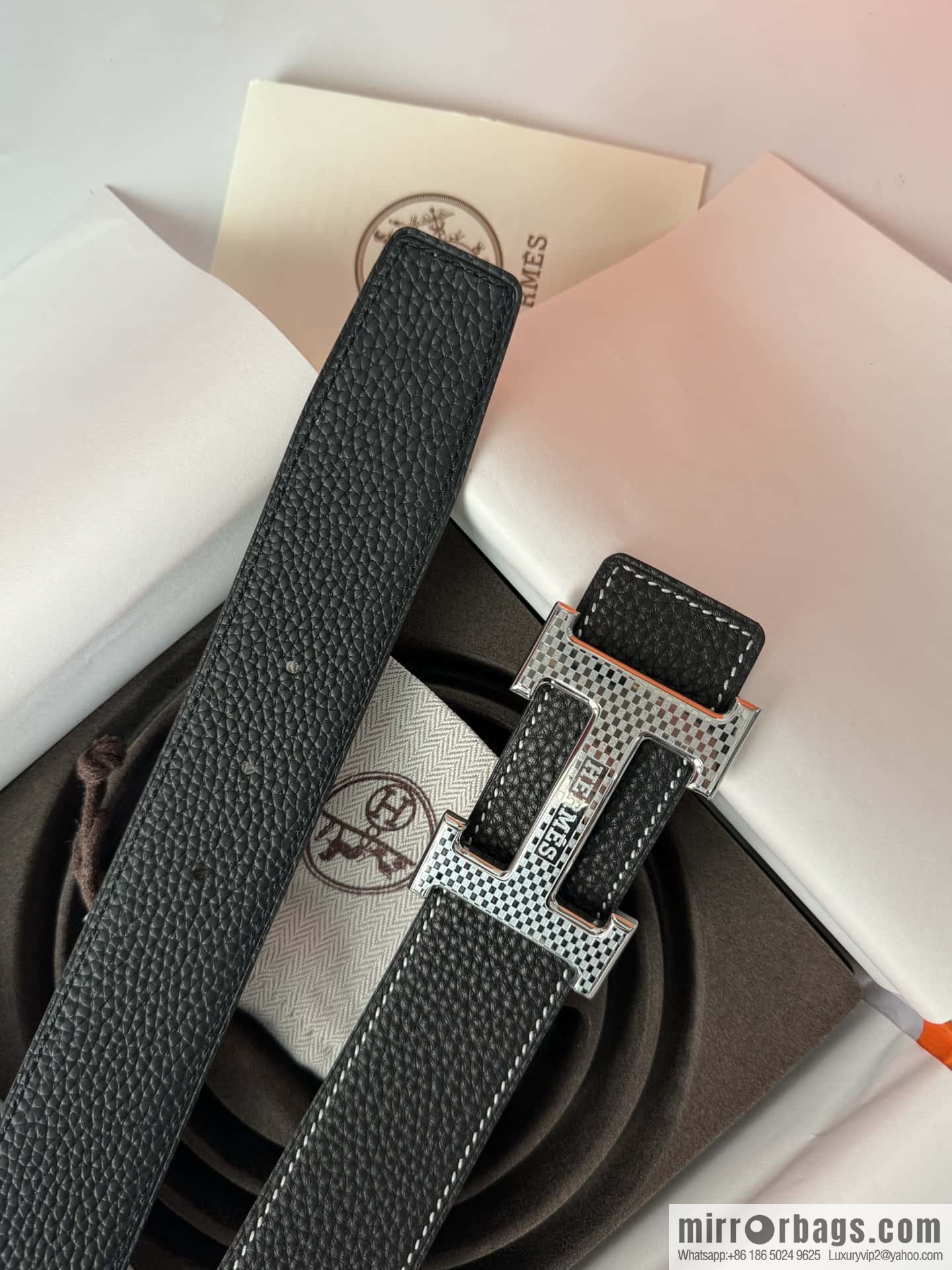 Hermes, Men's Double-Sided Lychee Belt 38mm