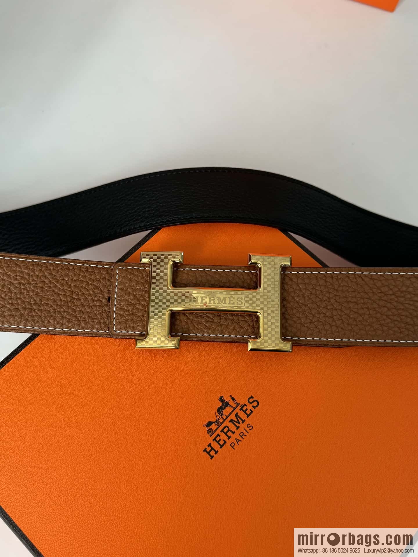 Hermes, Men's Double-Sided Lychee Belt 38mm