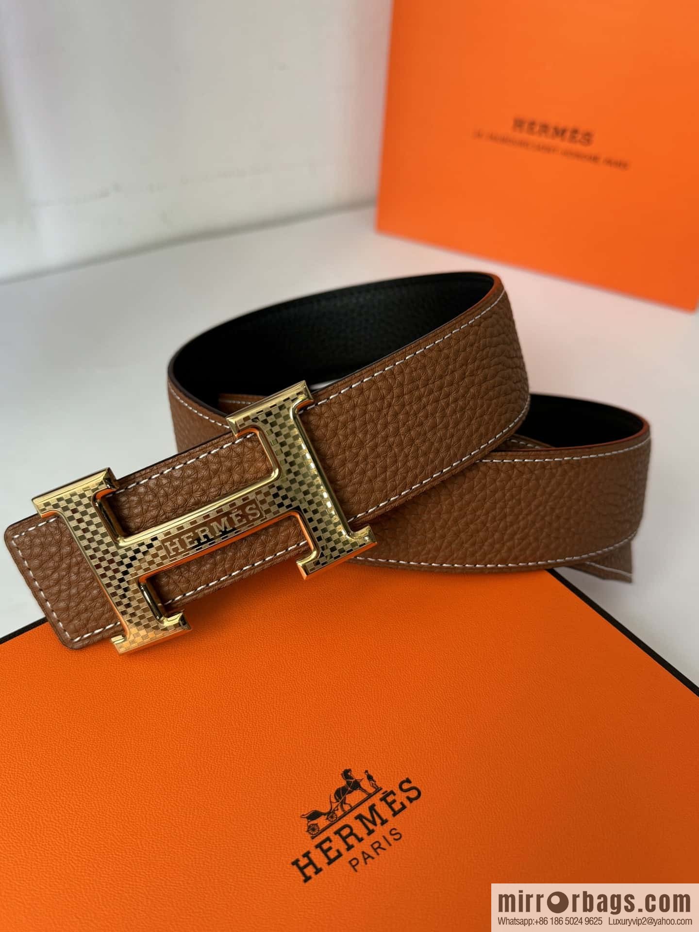 Hermes, Men's Double-Sided Lychee Belt 38mm