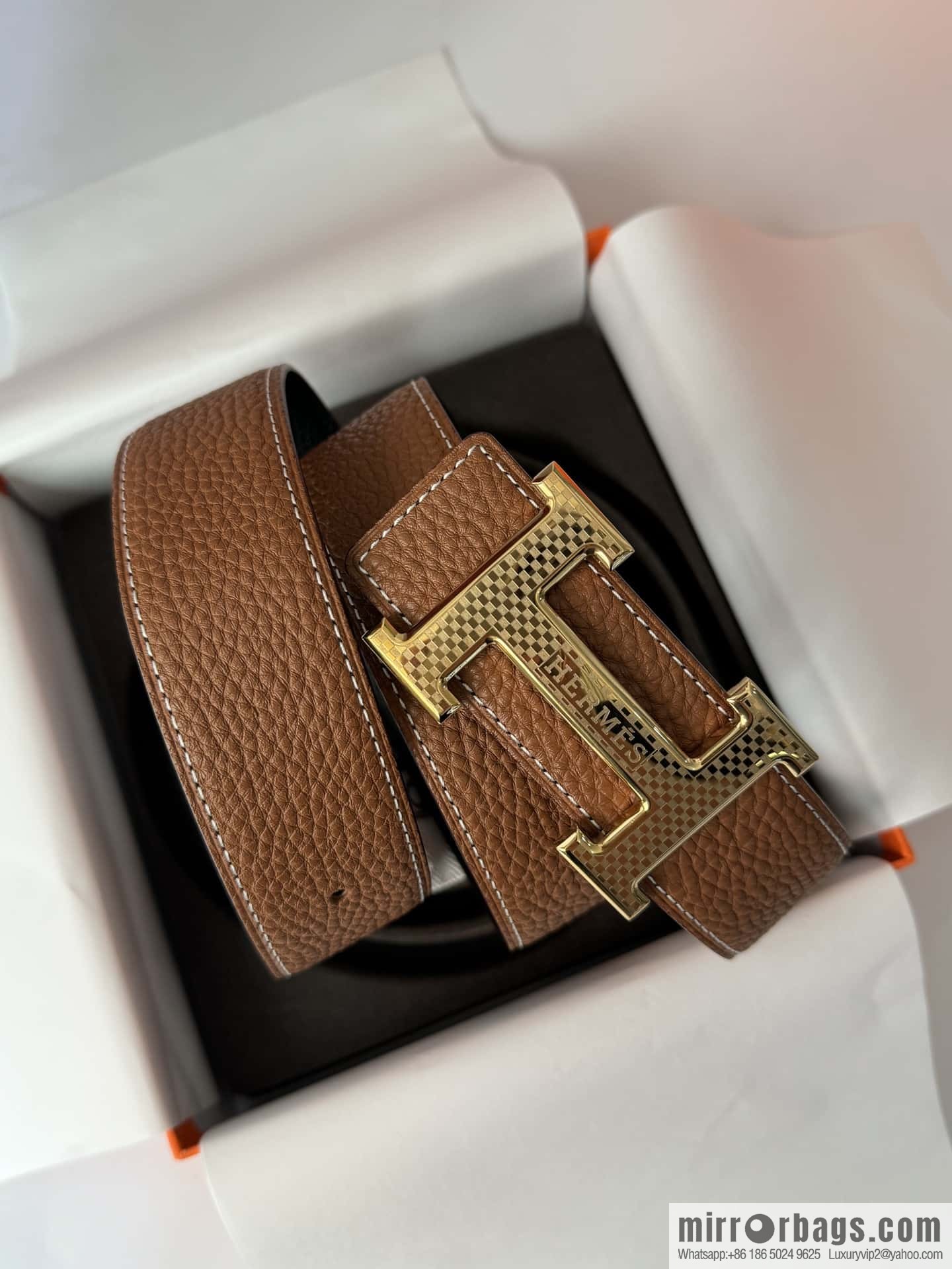 Hermes, Men's Double-Sided Lychee Belt 38mm