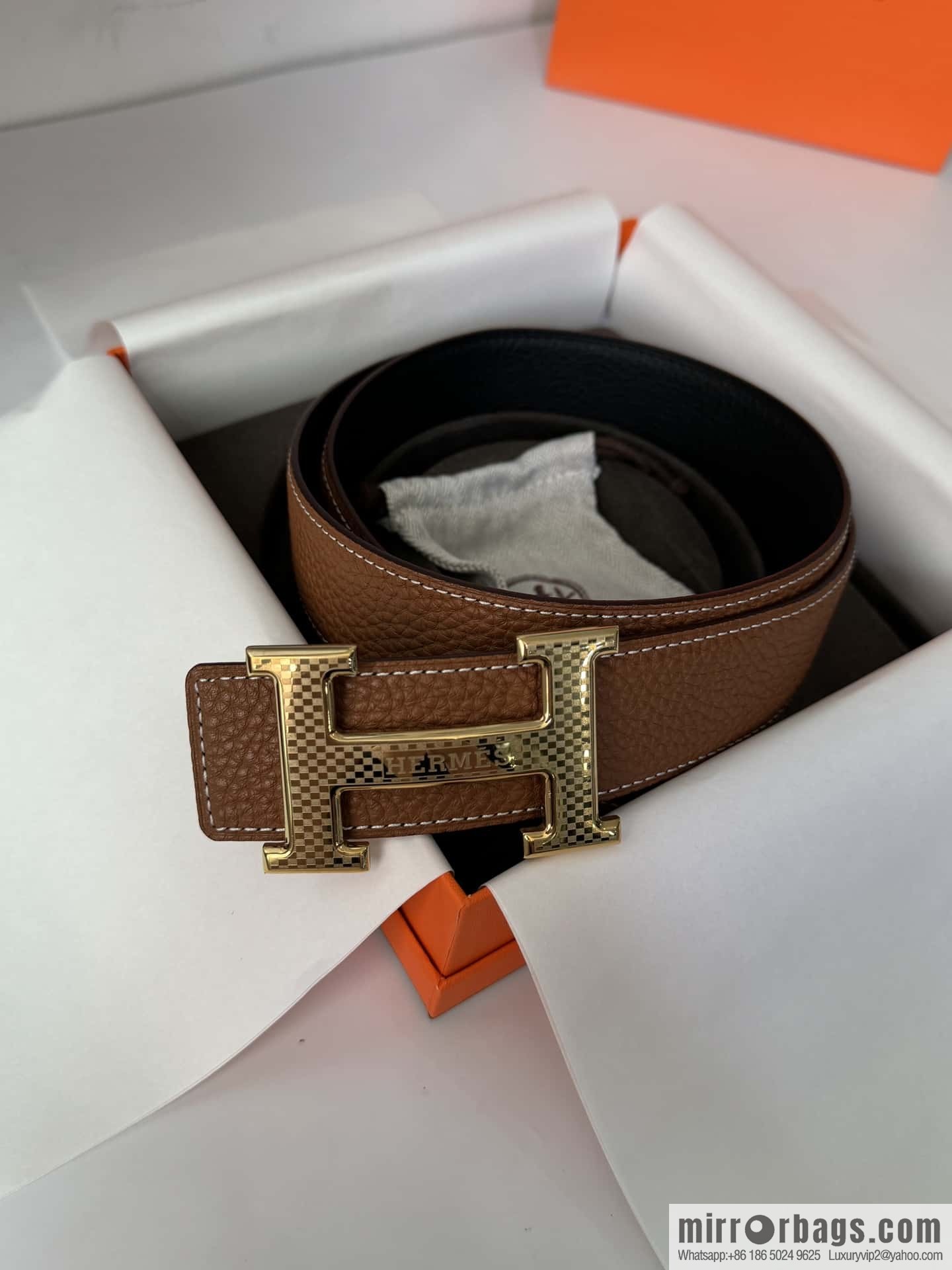 Hermes, Men's Double-Sided Lychee Belt 38mm
