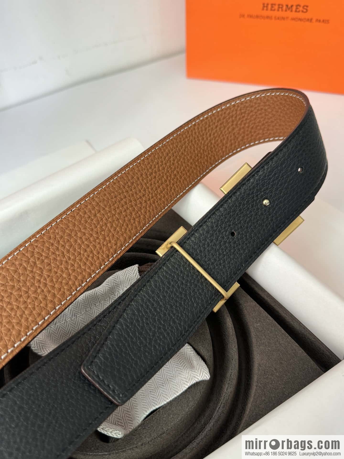 Hermes, Men's Double-Sided Lychee Belt 38mm