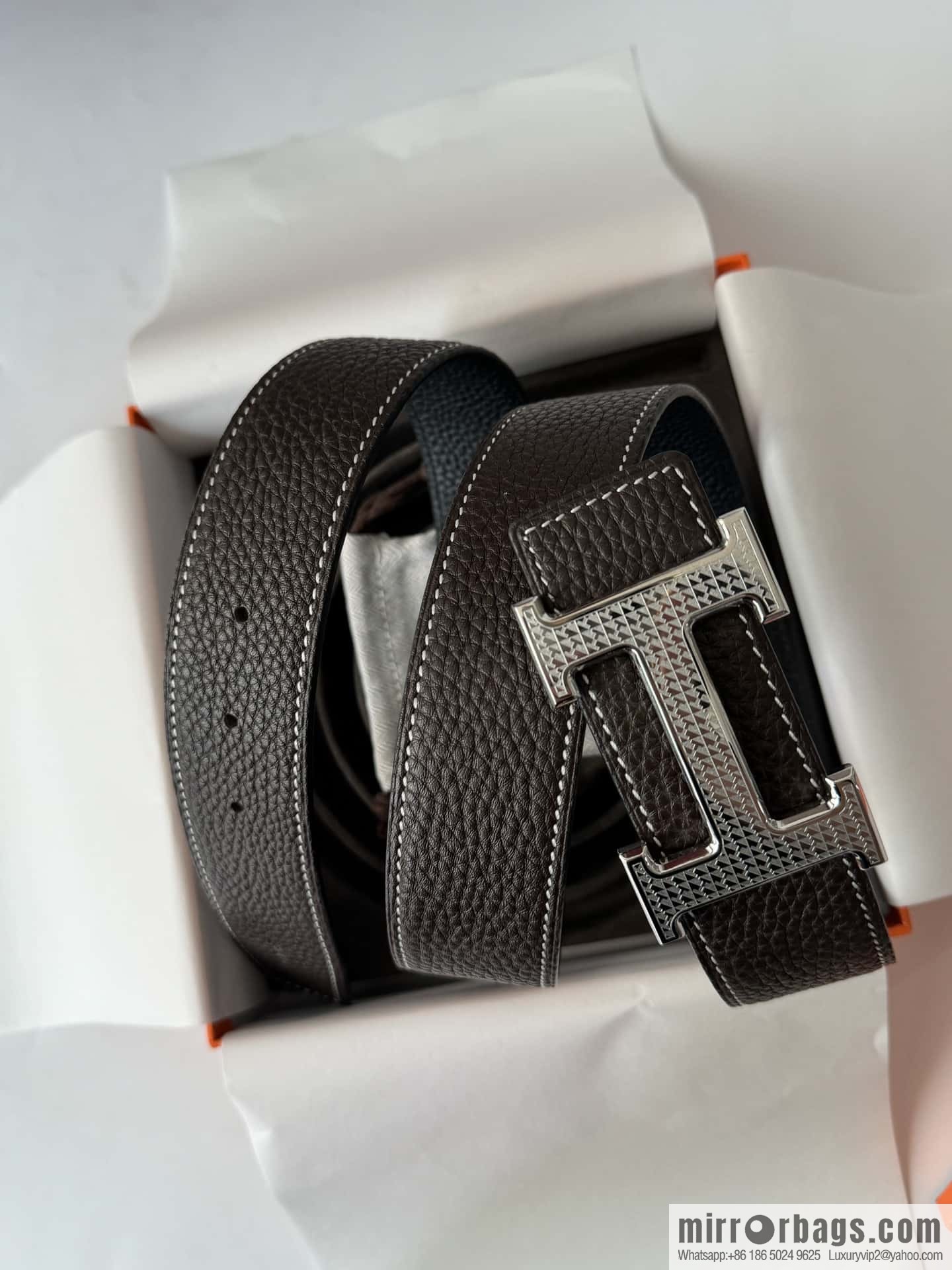 Hermes, Men's Double-Sided Lychee Belt 38mm