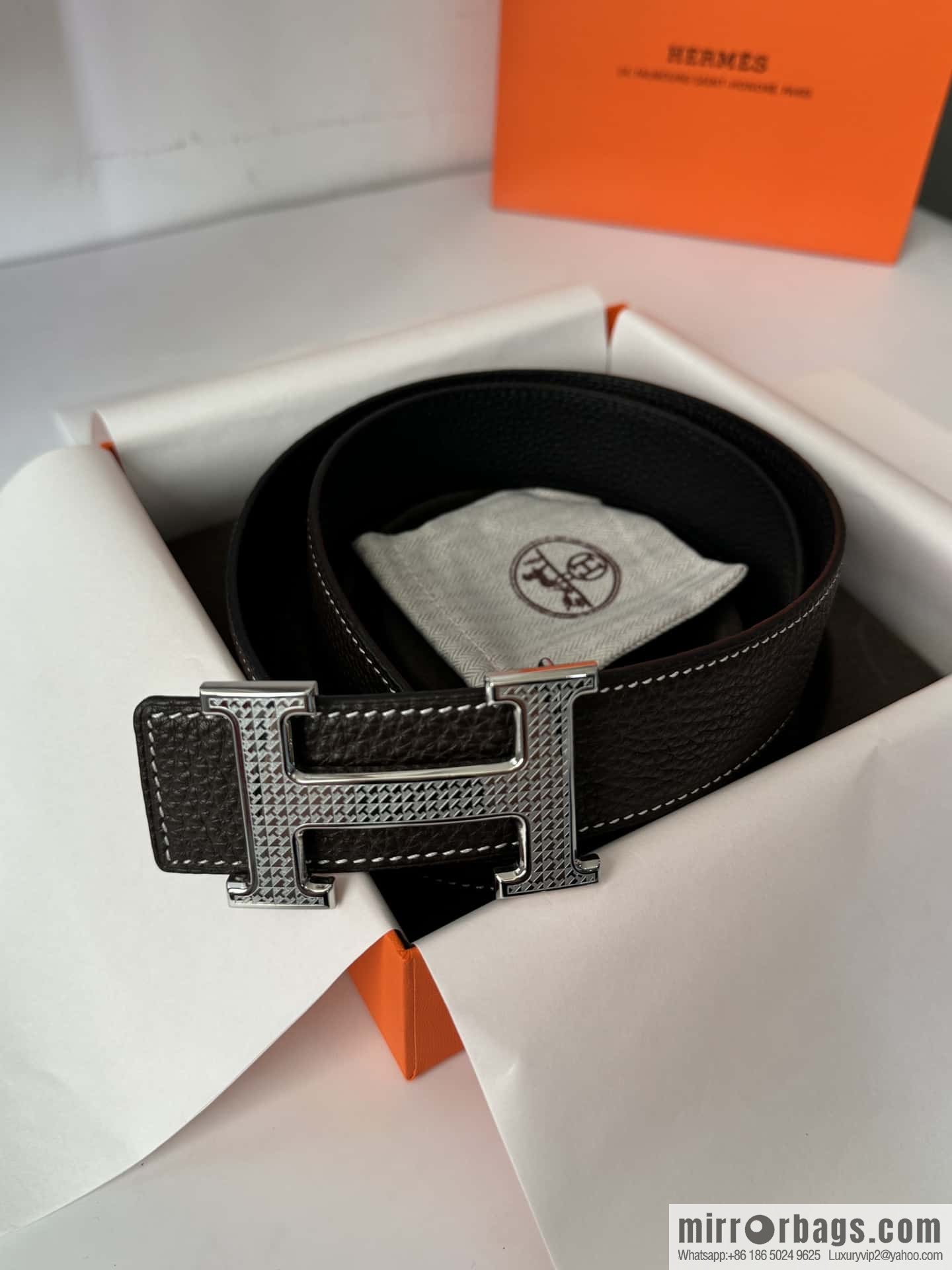 Hermes, Men's Double-Sided Lychee Belt 38mm