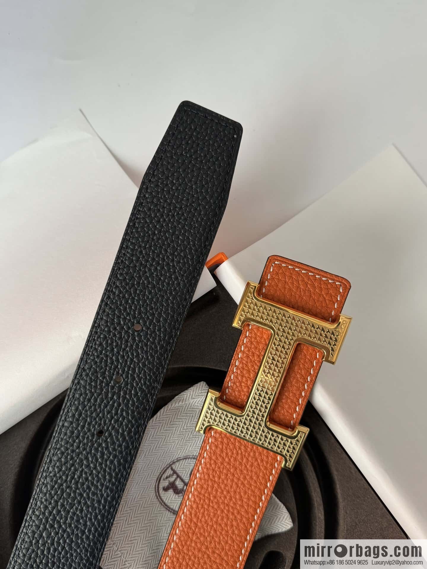 Hermes, Men's Double-Sided Lychee Belt 38mm