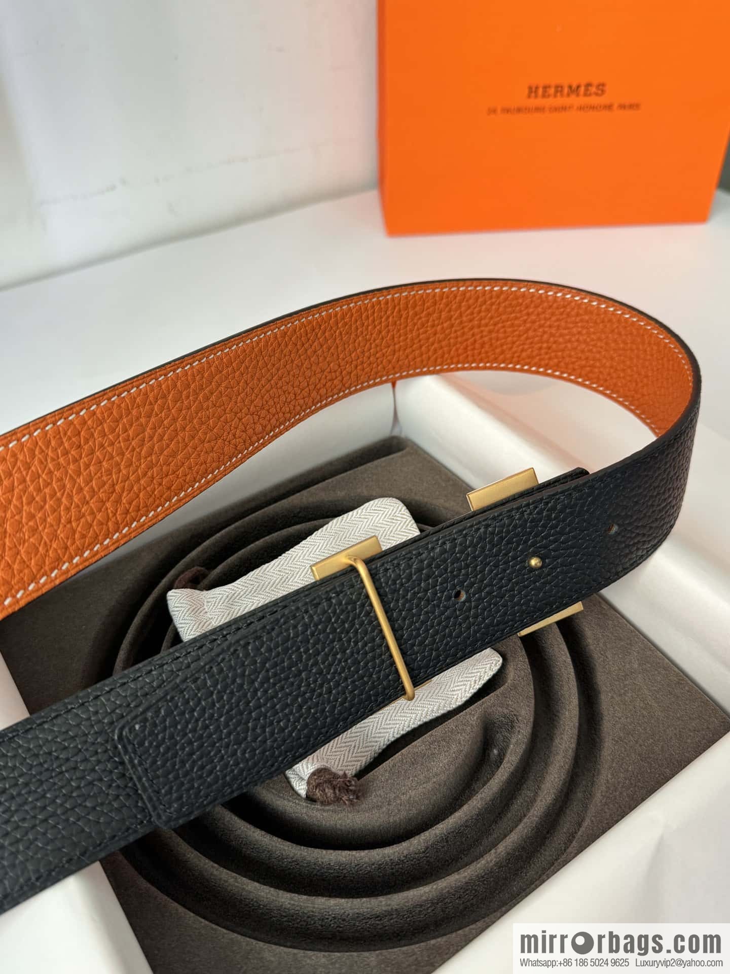 Hermes, Men's Double-Sided Lychee Belt 38mm