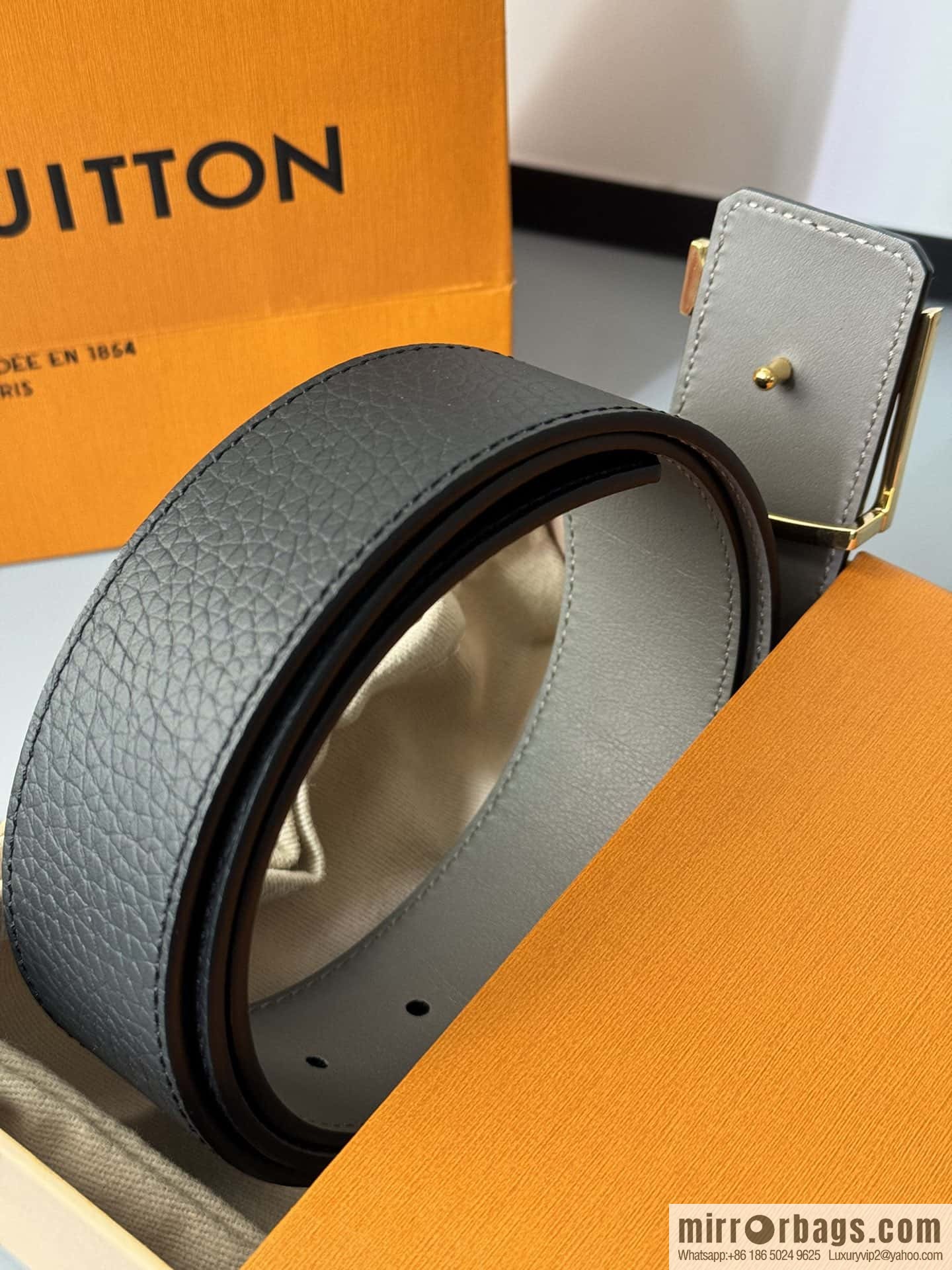 LV Men's Belt DamierLV Double Sided Belt 4.0mm m0458