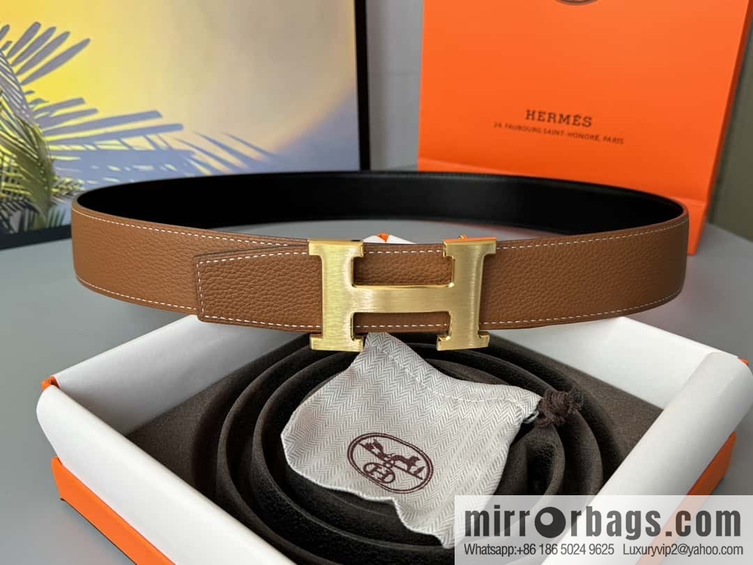 Hermes Togo Leather Double Sided Leather Belt 38mm