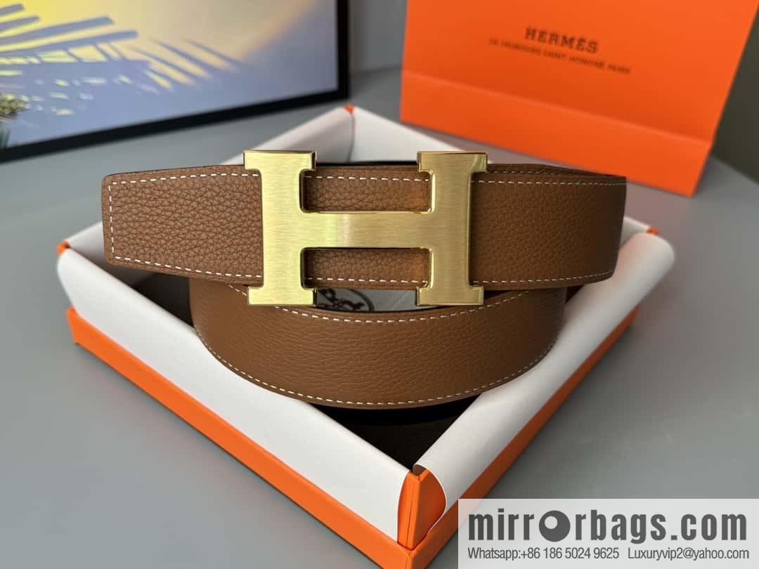 Hermes Togo Leather Double Sided Leather Belt 38mm