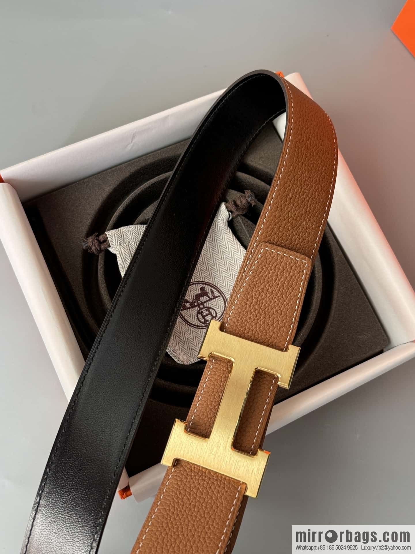 Hermes Togo Leather Double Sided Leather Belt 38mm