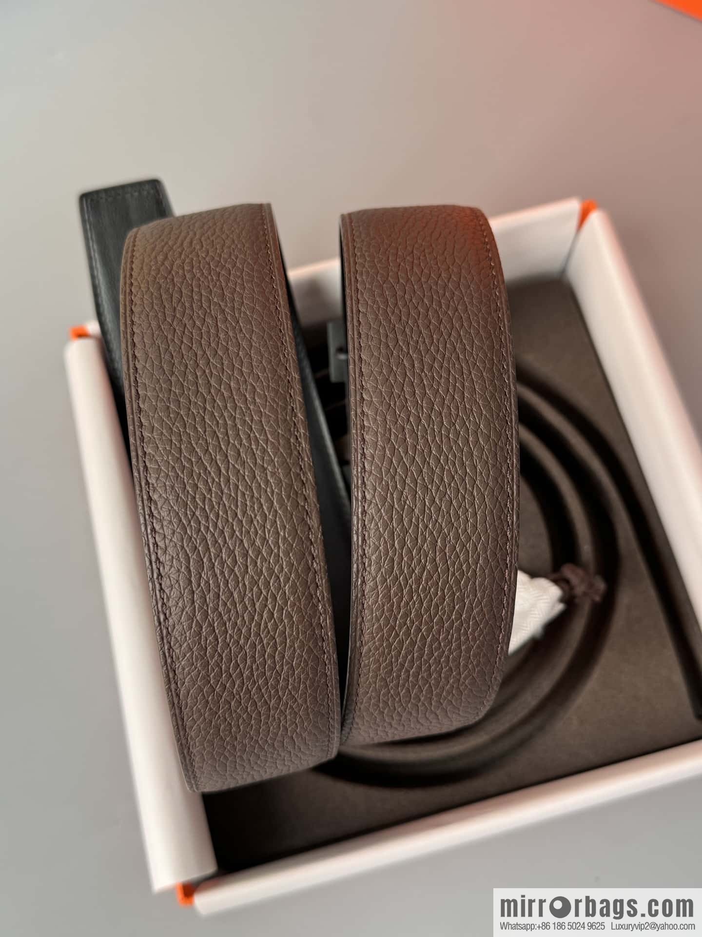 Hermes Togo Leather Double Sided Leather Belt 38mm