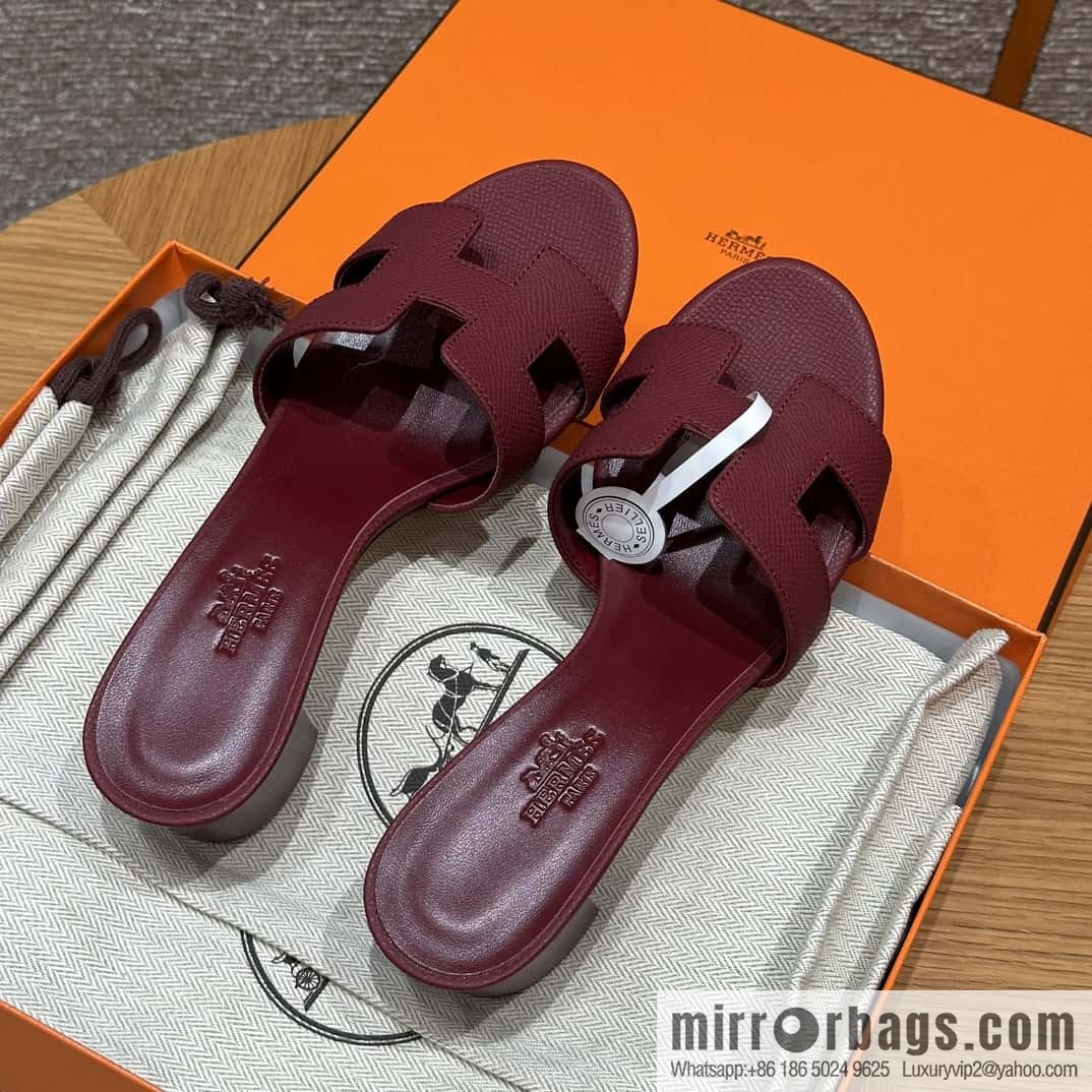 Hermès 185 Oasis high-heeled sandals with cowhide palm print/Epsom Hermès Red/55/Rouge H