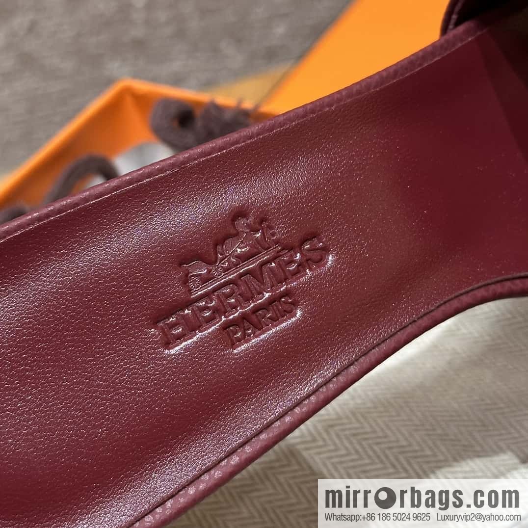 Hermès 185 Oasis high-heeled sandals with cowhide palm print/Epsom Hermès Red/55/Rouge H