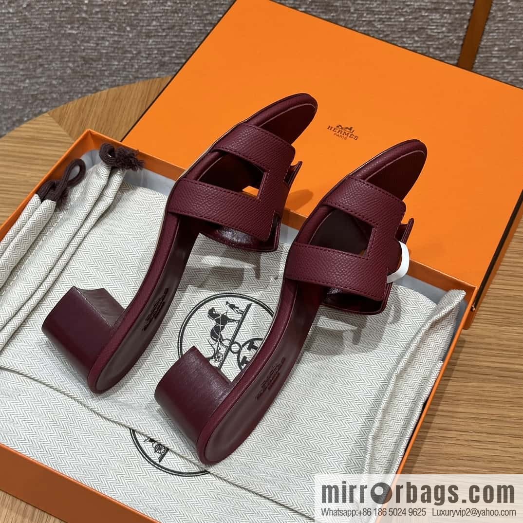 Hermès 185 Oasis high-heeled sandals with cowhide palm print/Epsom Hermès Red/55/Rouge H