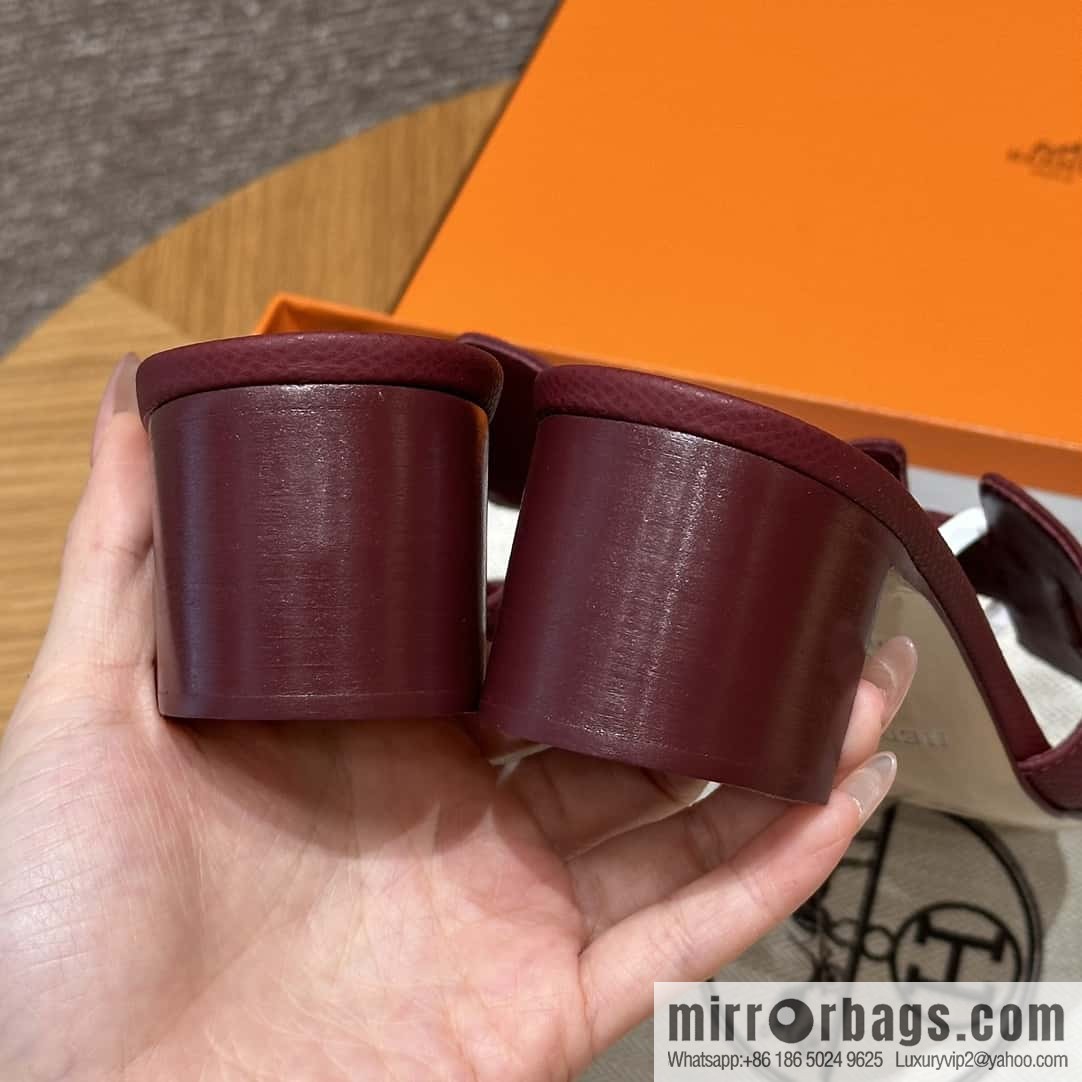 Hermès 185 Oasis high-heeled sandals with cowhide palm print/Epsom Hermès Red/55/Rouge H