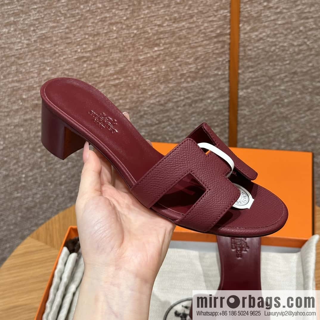 Hermès 185 Oasis high-heeled sandals with cowhide palm print/Epsom Hermès Red/55/Rouge H