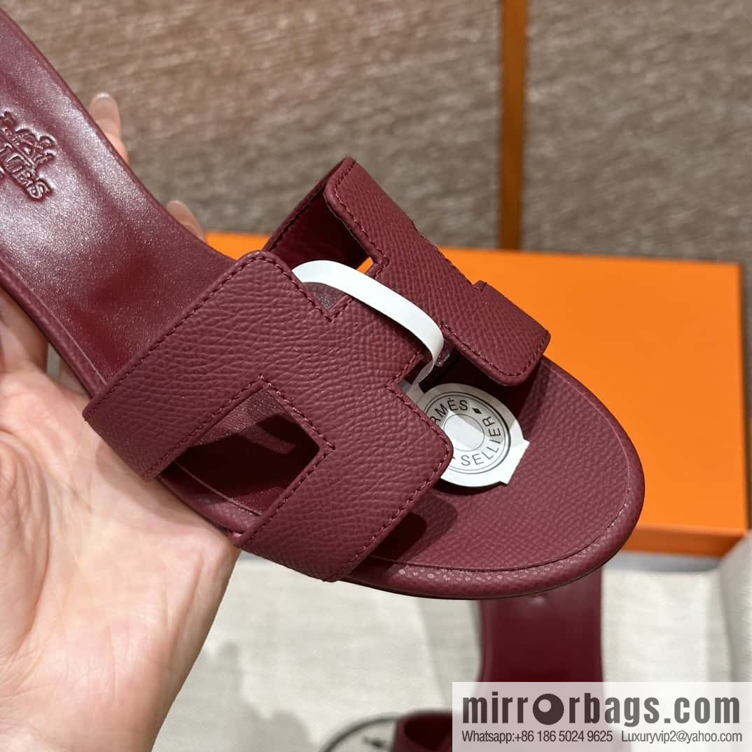 Hermès 185 Oasis high-heeled sandals with cowhide palm print/Epsom Hermès Red/55/Rouge H