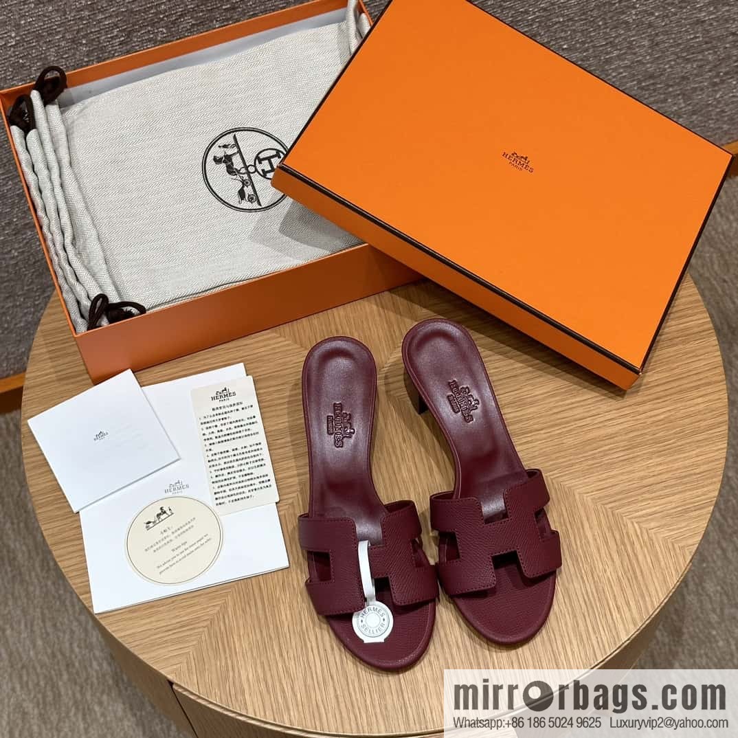 Hermès 185 Oasis high-heeled sandals with cowhide palm print/Epsom Hermès Red/55/Rouge H