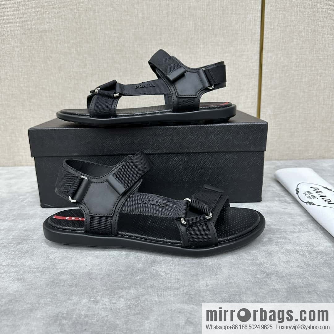 ๐๐P Home New Prada * Prada, leather and nylon strappy sports sandals