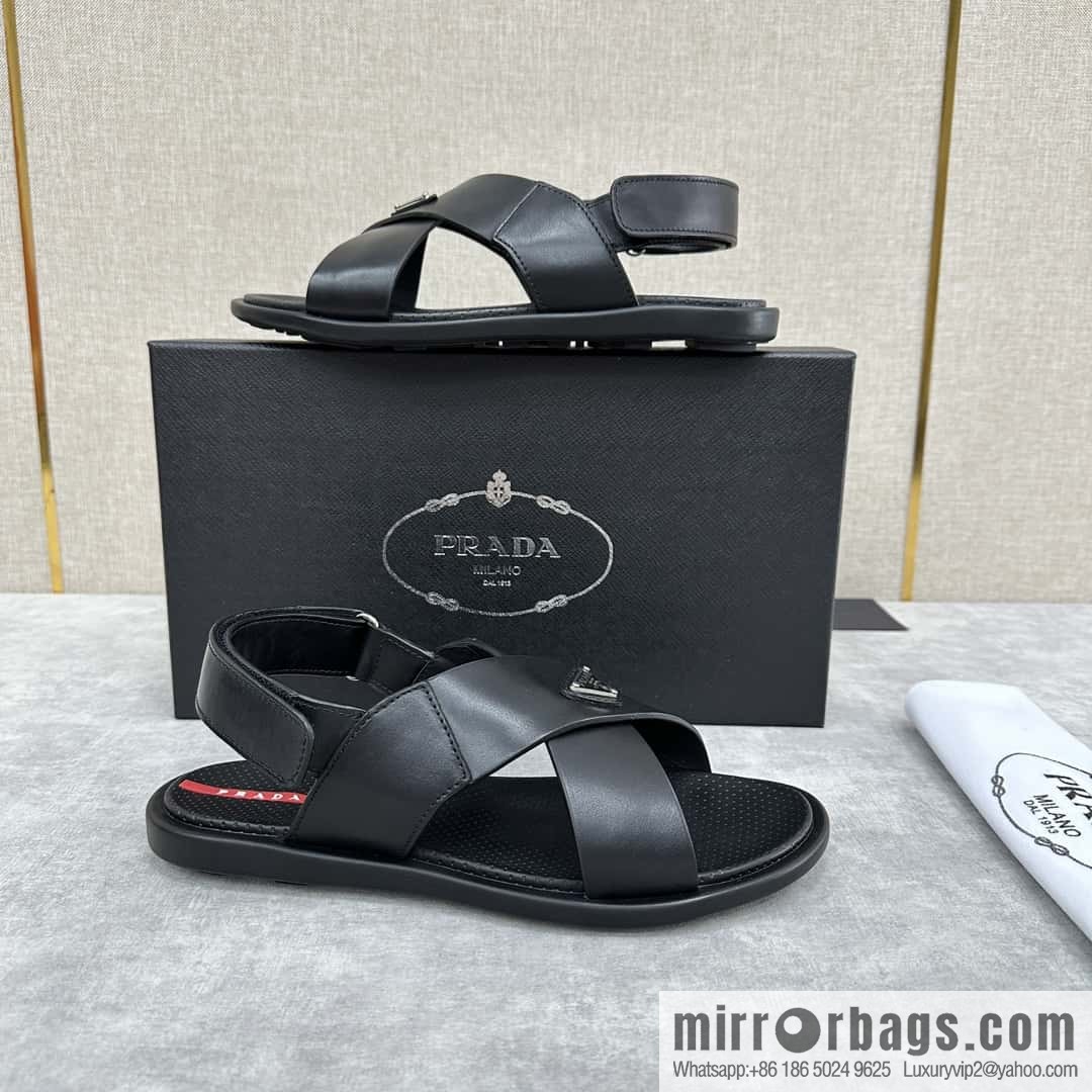 ๐๐P home new product PRAD */Prada, new men's cross Velcro sandals