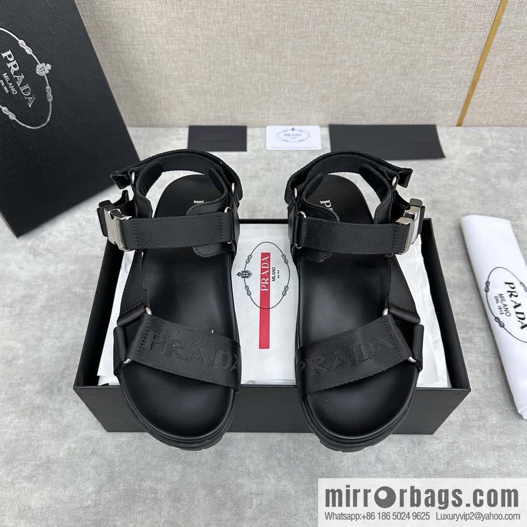 ๐๐P Home New Prada * Prada, leather and nylon strappy sports sandals
