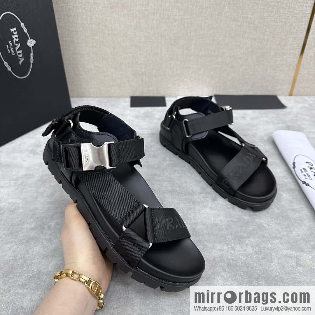 ๐๐P Home New Prada * Prada, leather and nylon strappy sports sandals