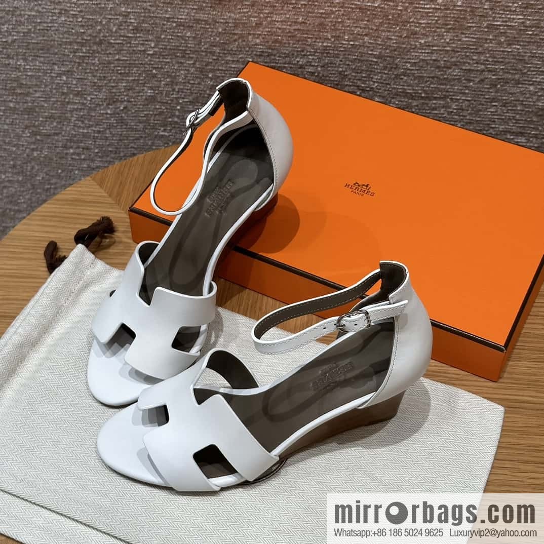 HERMES 021 Legend high heel sandals, calfskin/calfskin white/01/Blanc