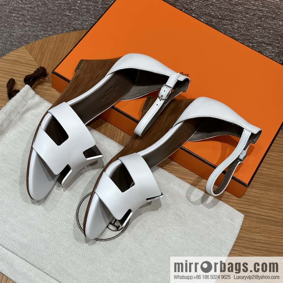 HERMES 021 Legend high heel sandals, calfskin/calfskin white/01/Blanc