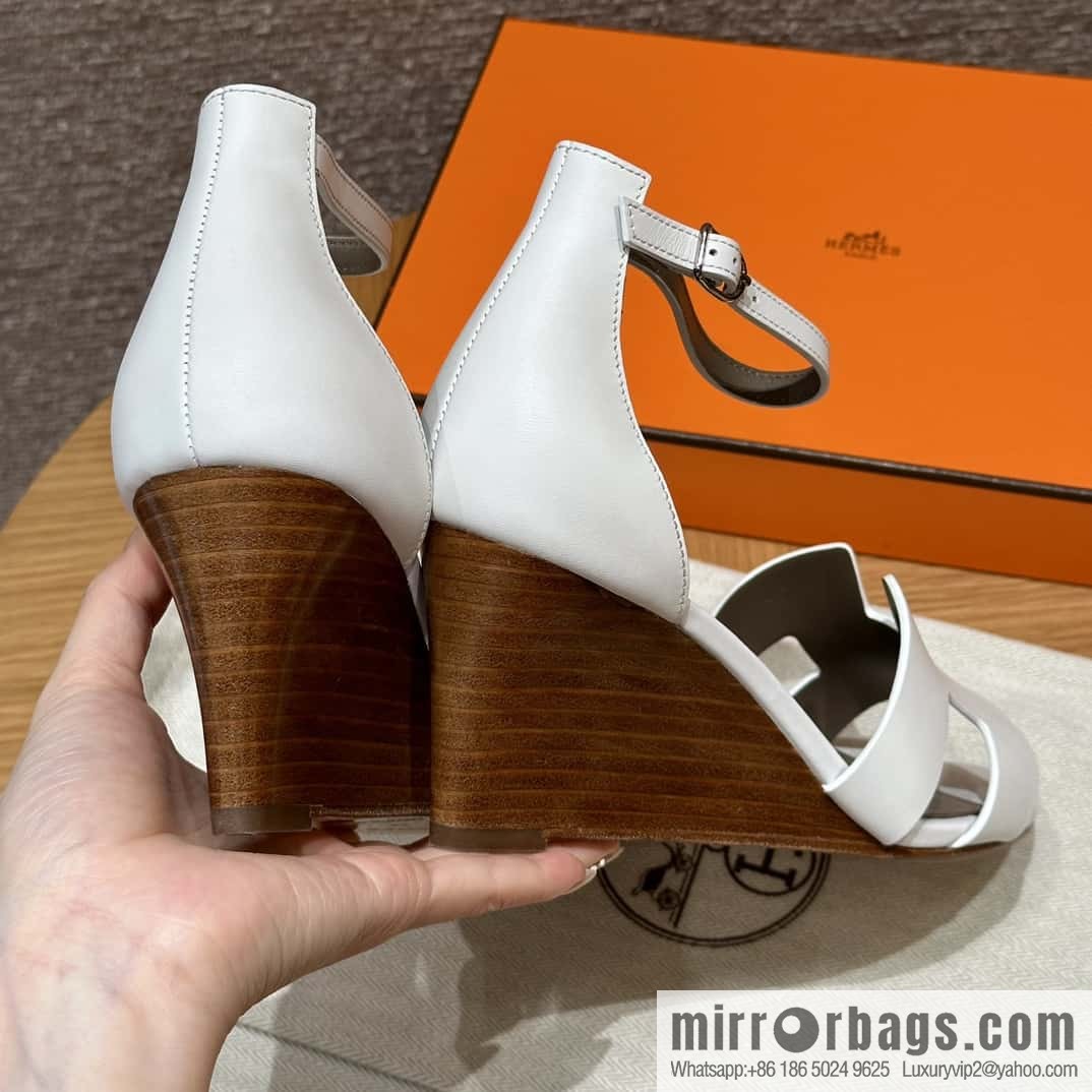 HERMES 021 Legend high heel sandals, calfskin/calfskin white/01/Blanc
