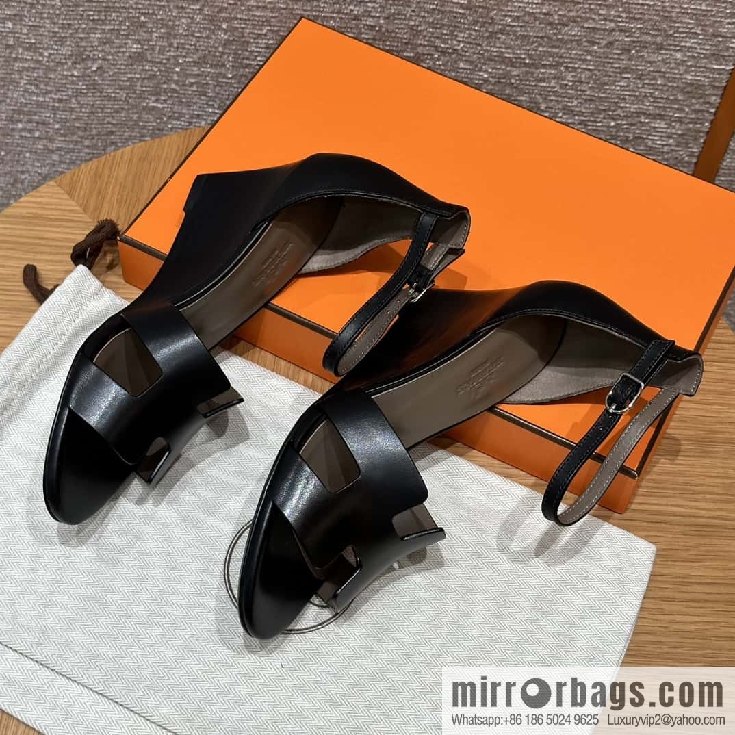 HERMES 021 Legend heel sandals calfskin/calfskin black/89/Black