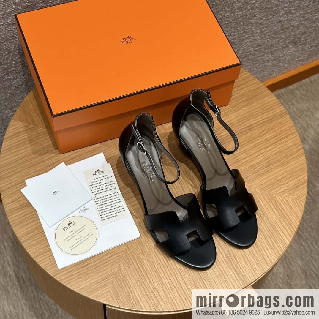HERMES 021 Legend heel sandals calfskin/calfskin black/89/Black