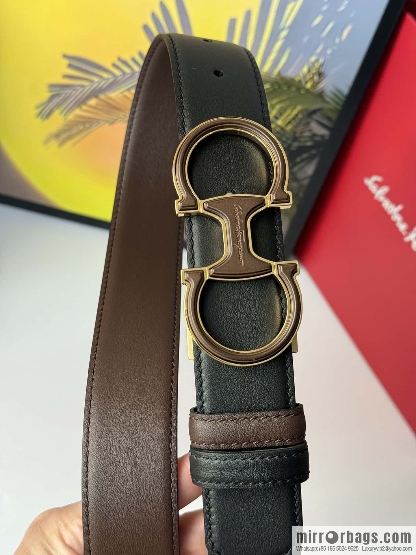 Ferragamo, imported double-sided cowhide belt 3.5cm