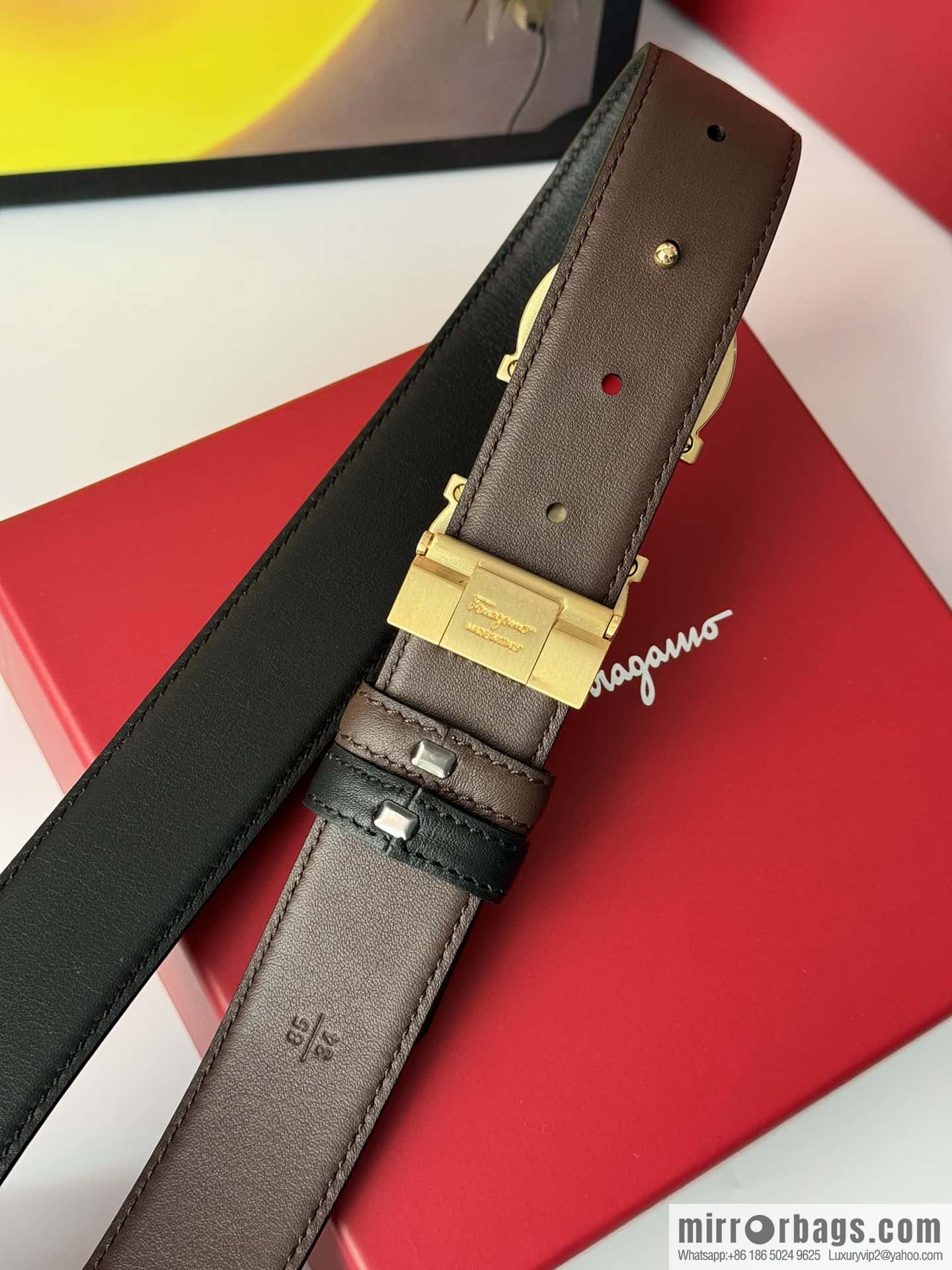 Ferragamo, imported double-sided cowhide belt 3.5cm