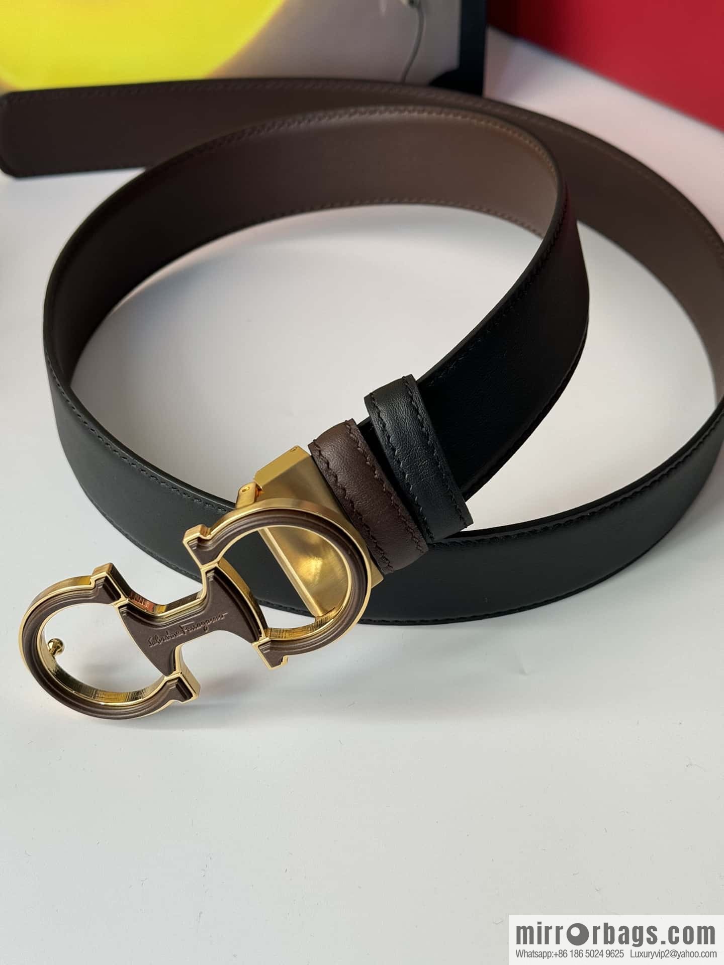 Ferragamo, imported double-sided cowhide belt 3.5cm