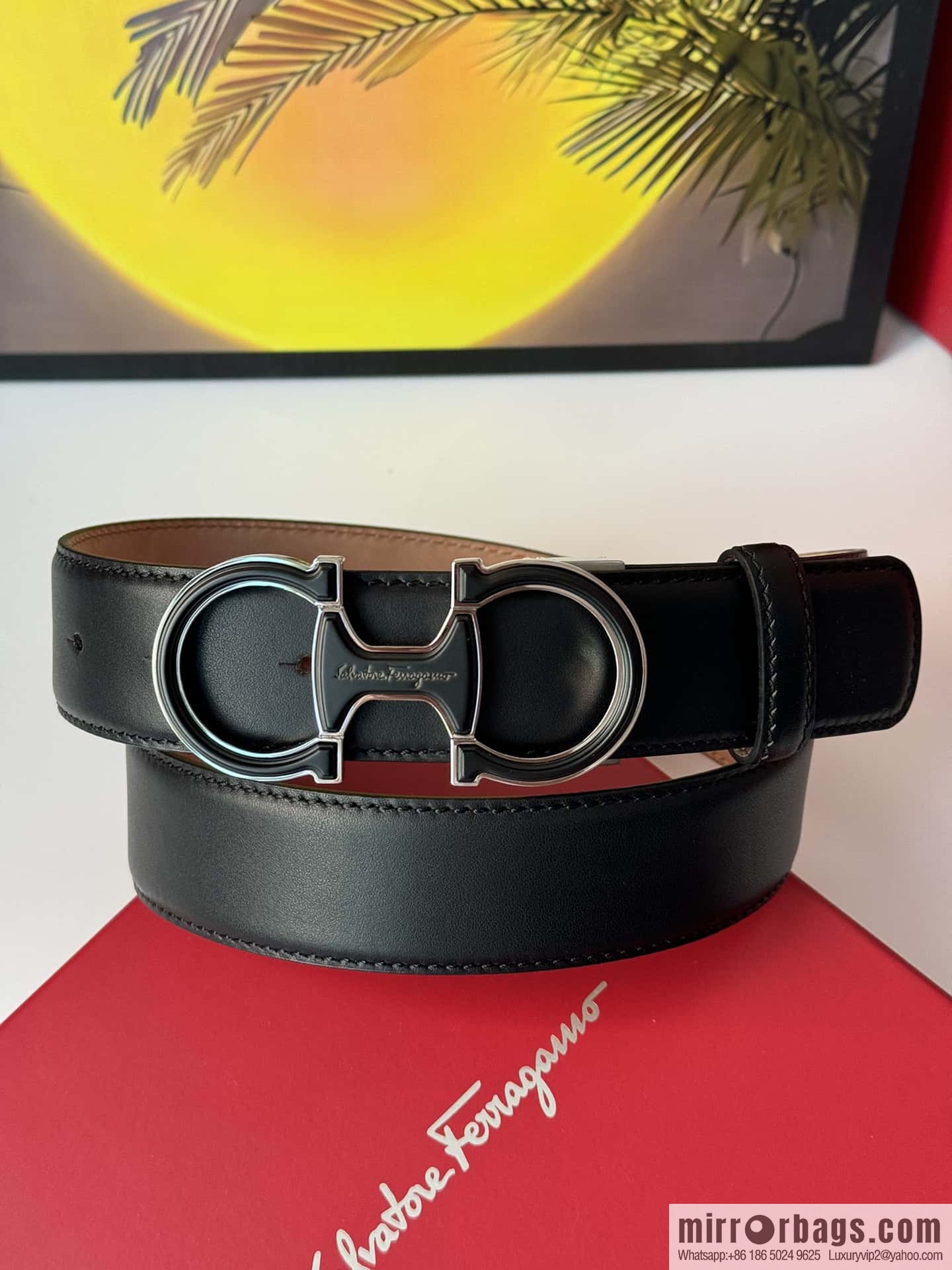 Ferragamo, imported double-sided cowhide belt 3.5cm