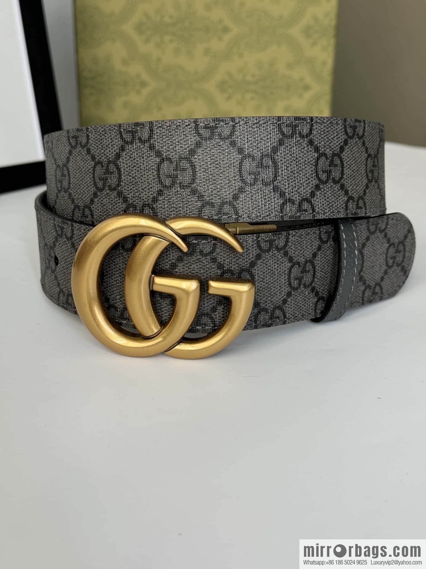 GUCCI double G retro rotary buckle with double-sided belt 3.7cm
