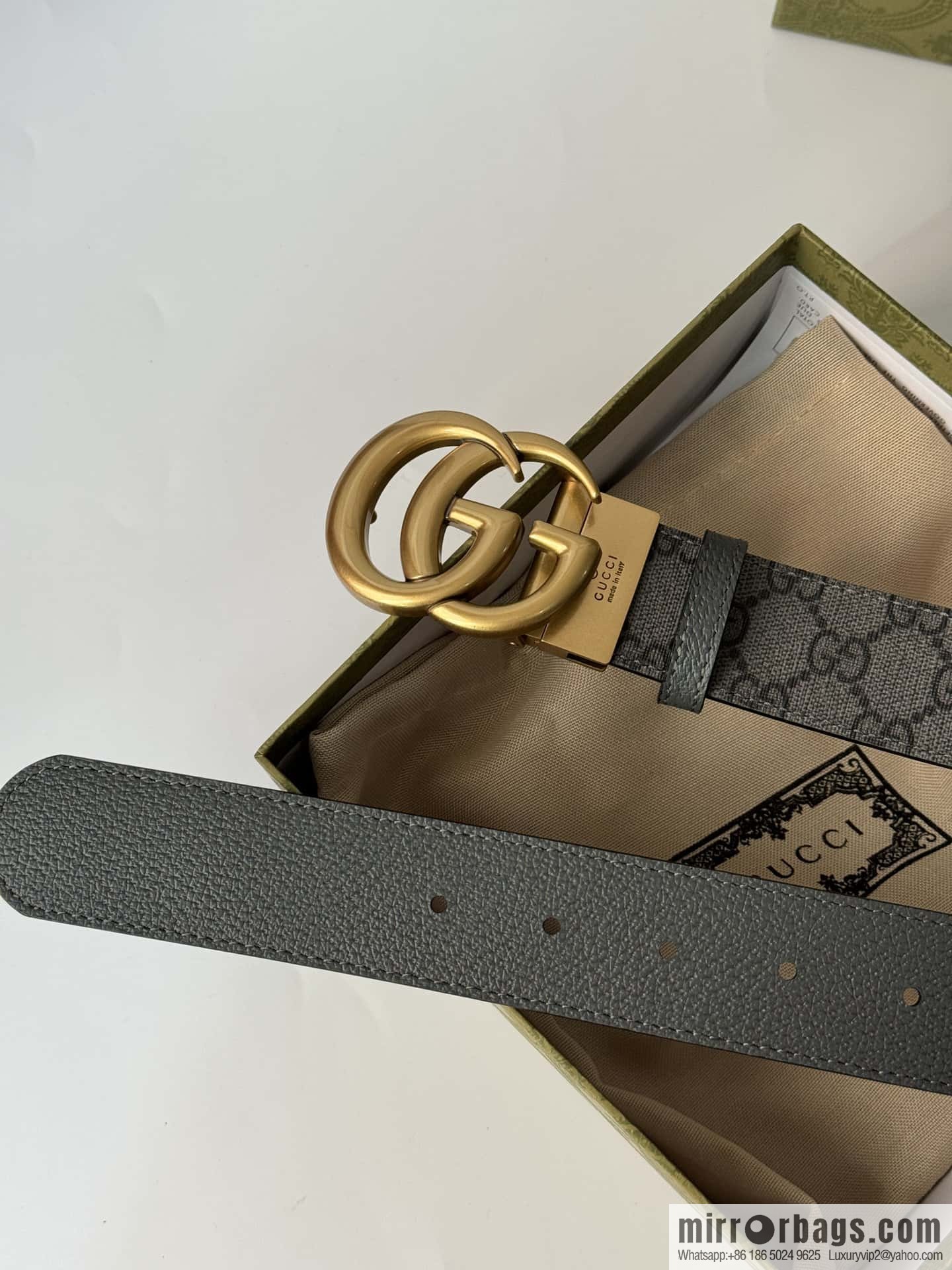 GUCCI double G retro rotary buckle with double-sided belt 3.7cm